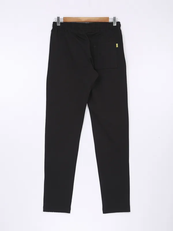 XN Replay black cotton plain track pant