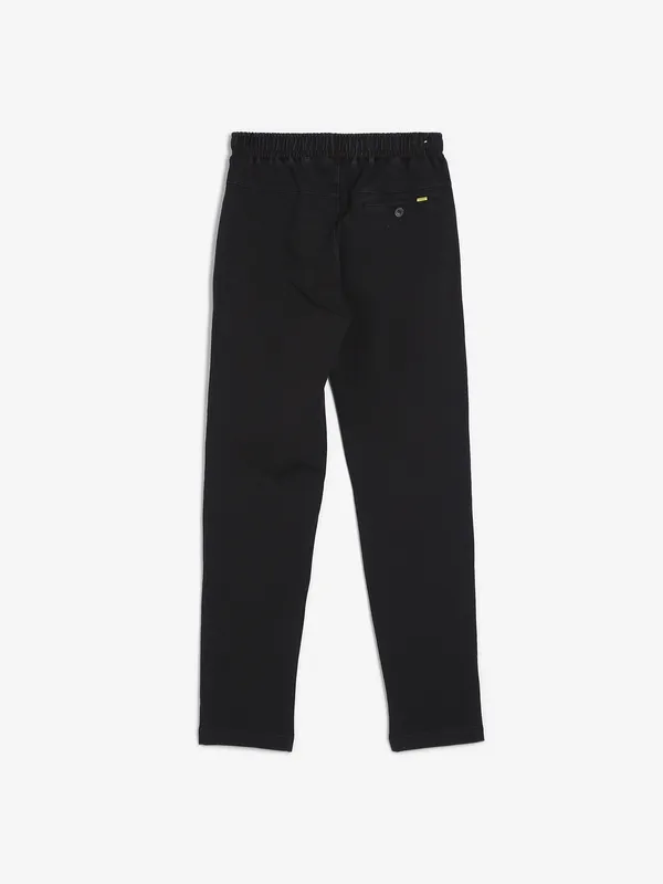 XN Replay black cotton solid track pant