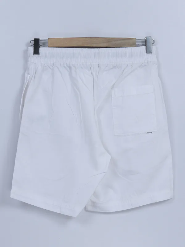 XN Replay cotton white plain shorts