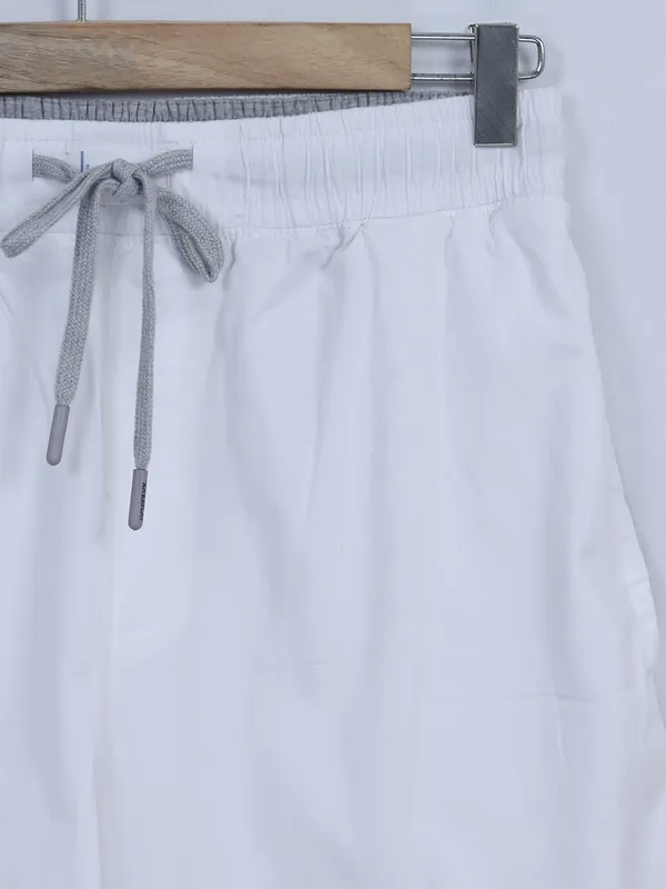XN Replay cotton white plain shorts