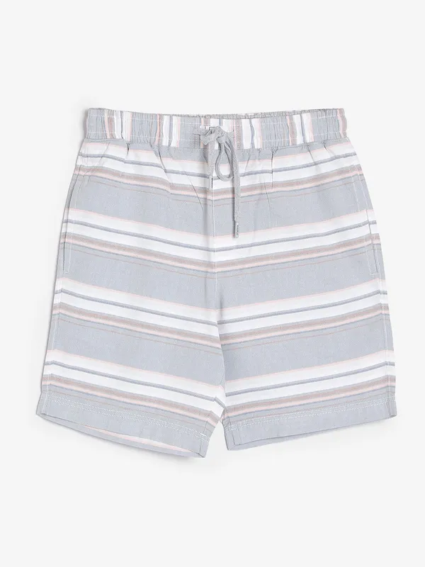 XN Replay grey cotton stripe shorts
