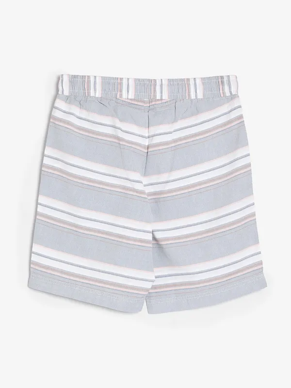 XN Replay grey cotton stripe shorts
