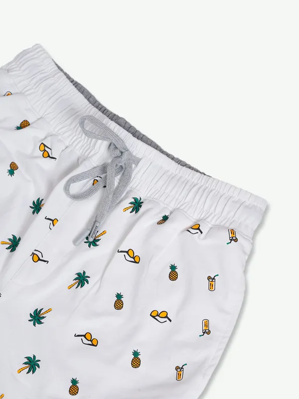 XN Replay printed white cotton shorts