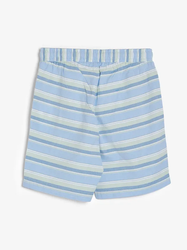XN Replay sky blue stripe shorts