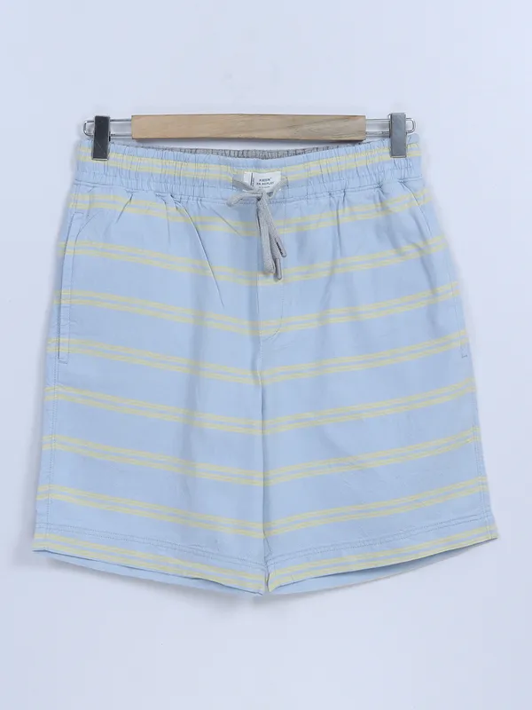 XN Replay stripe cotton sky blue shorts