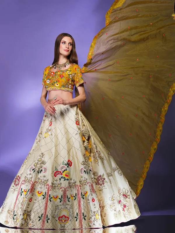 Yellow and cream lehenga choli