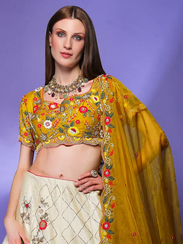 Yellow and cream lehenga choli