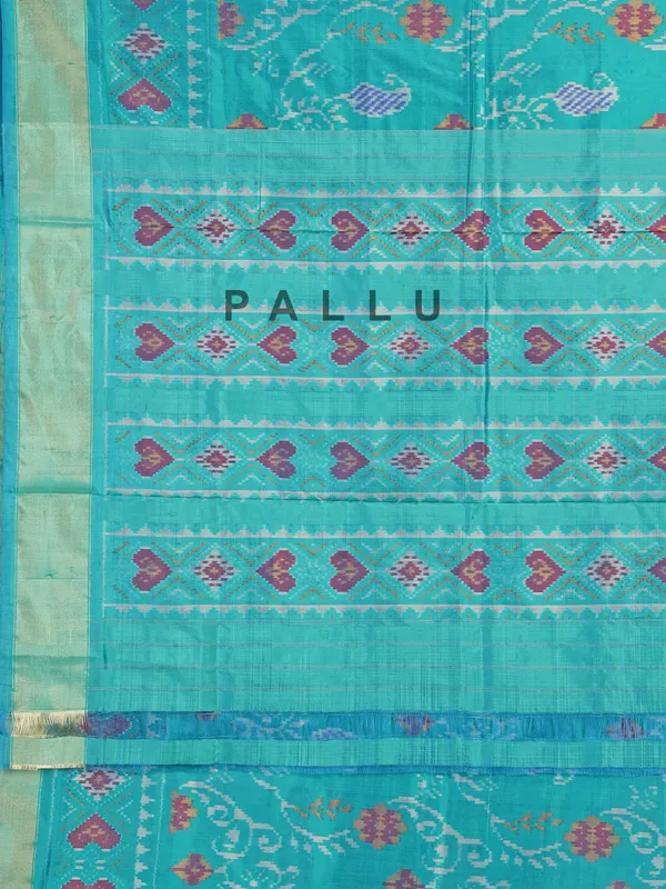 Yellow and white patola silk saree with unstitched blouse piece