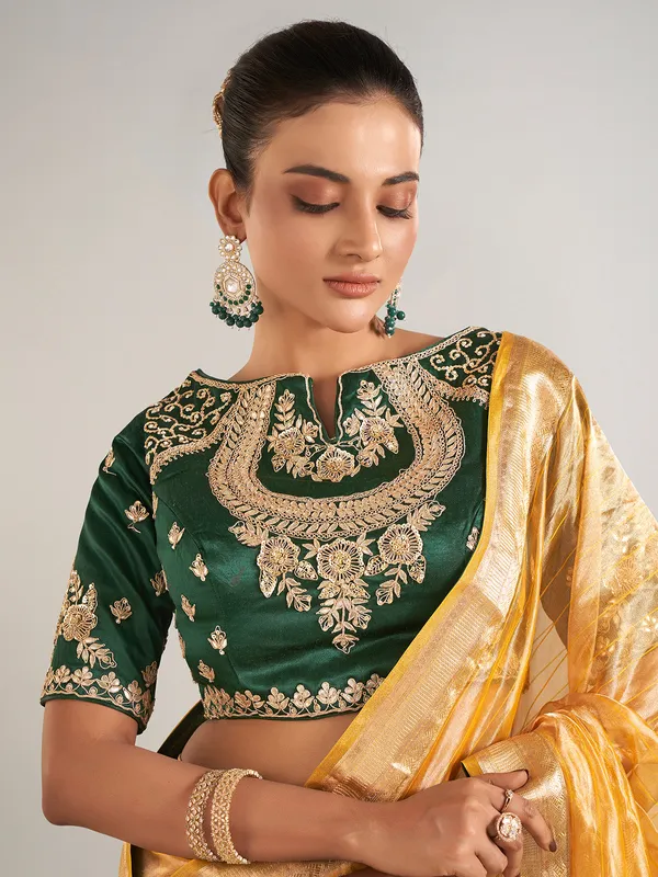 Yellow banarasi tissue silk zari weaving saree