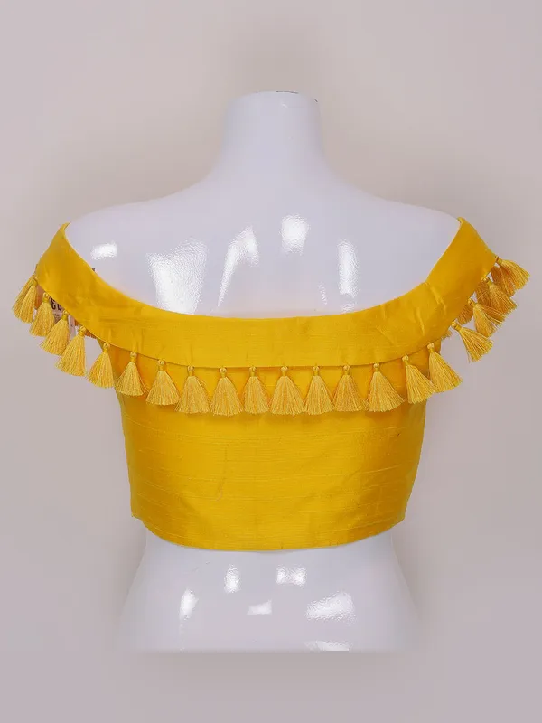 Yellow color raw silk designer ready made blouse
