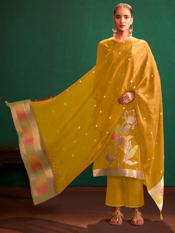 Yellow cotton casual kurti set for women