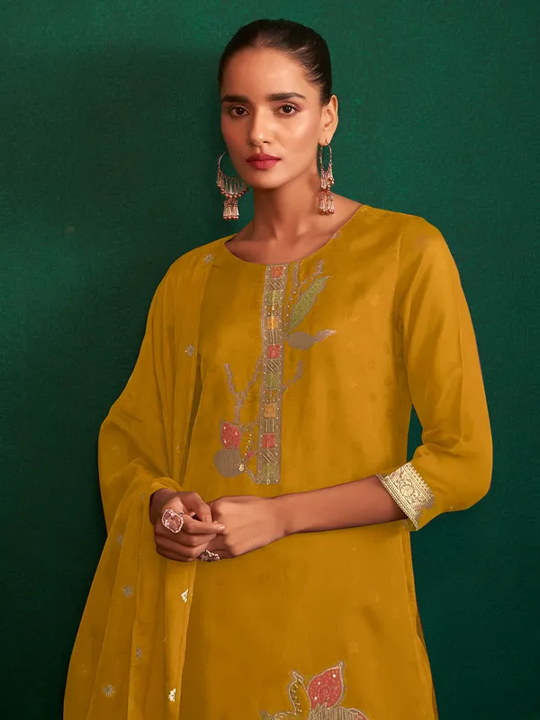 Yellow cotton casual kurti set for women