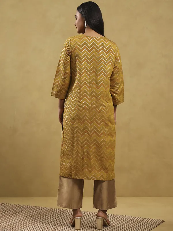 Yellow cotton silk casual kurti for women
