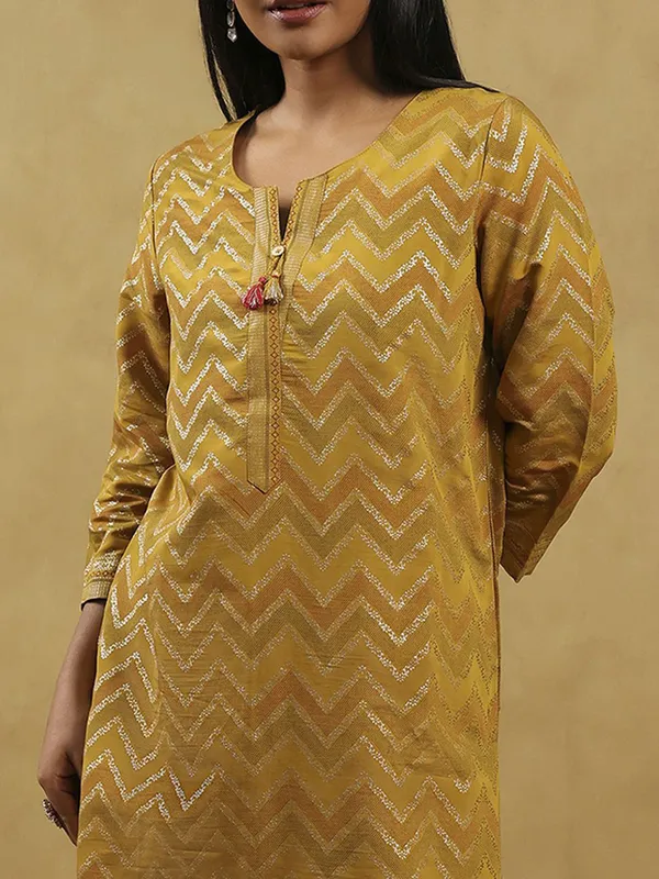 Yellow cotton silk casual kurti for women