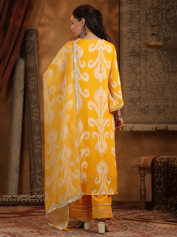 Yellow cotton silk kurti set for festival
