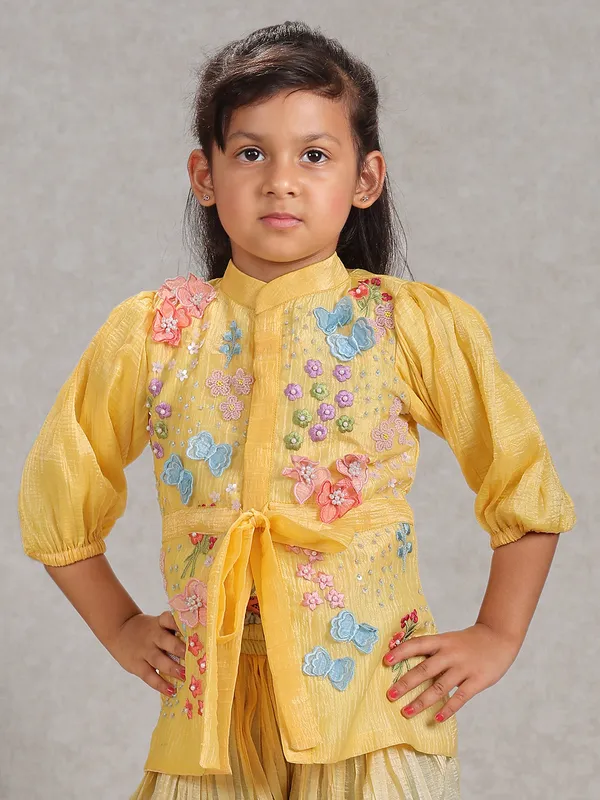 Yellow crape silk palazzo set