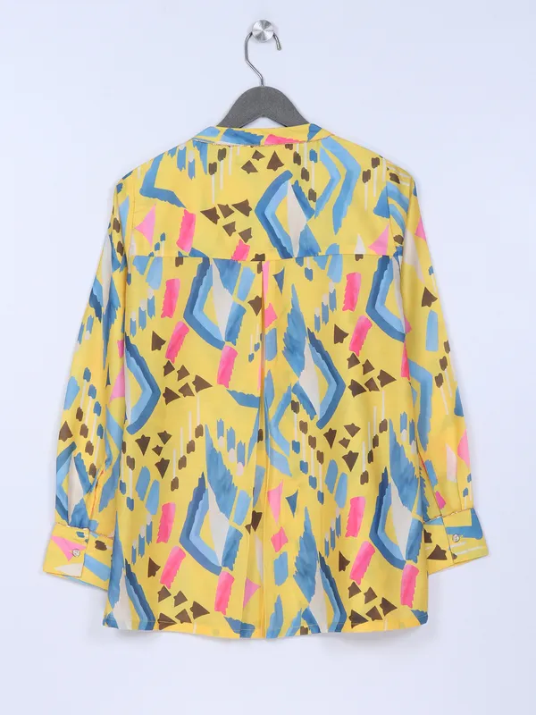 Yellow crepe printed top