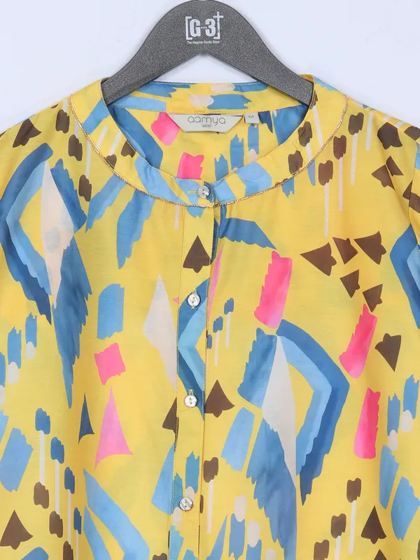 Yellow crepe printed top