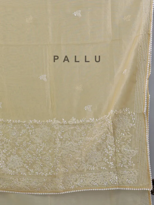 Yellow festive wear cotton silk saree