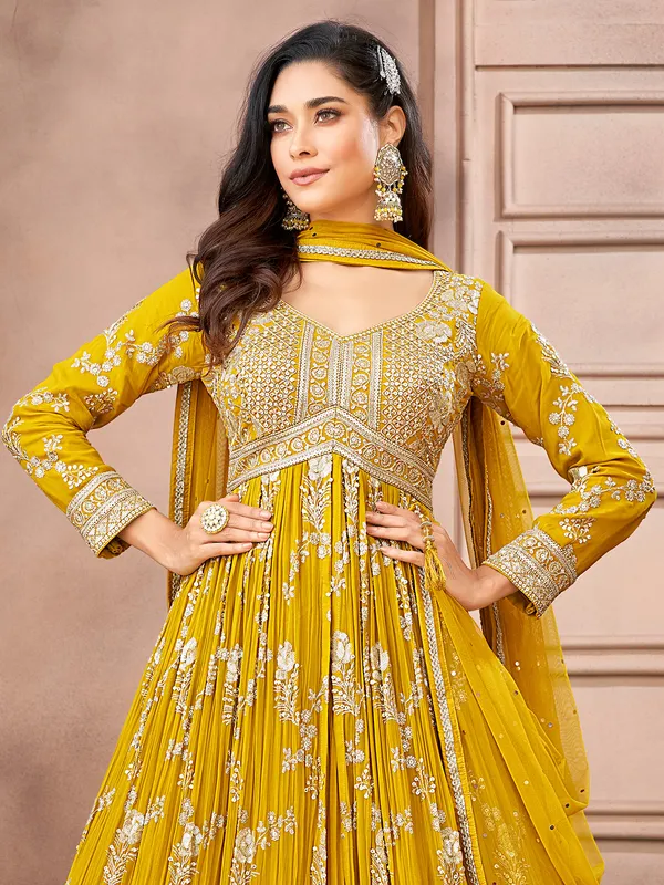 Yellow georgette palazzo suit for festival wear