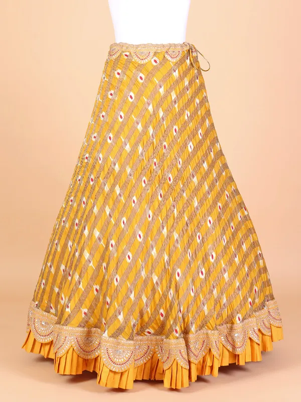 Yellow georgette printed lehenga choli
