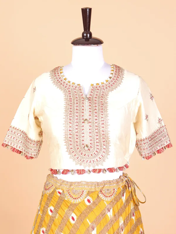 Yellow georgette printed lehenga choli