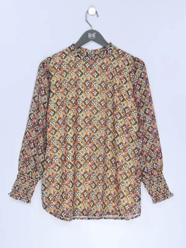 Yellow georgette printed top
