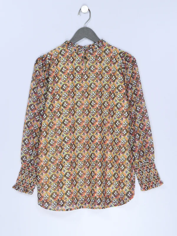Yellow georgette printed top