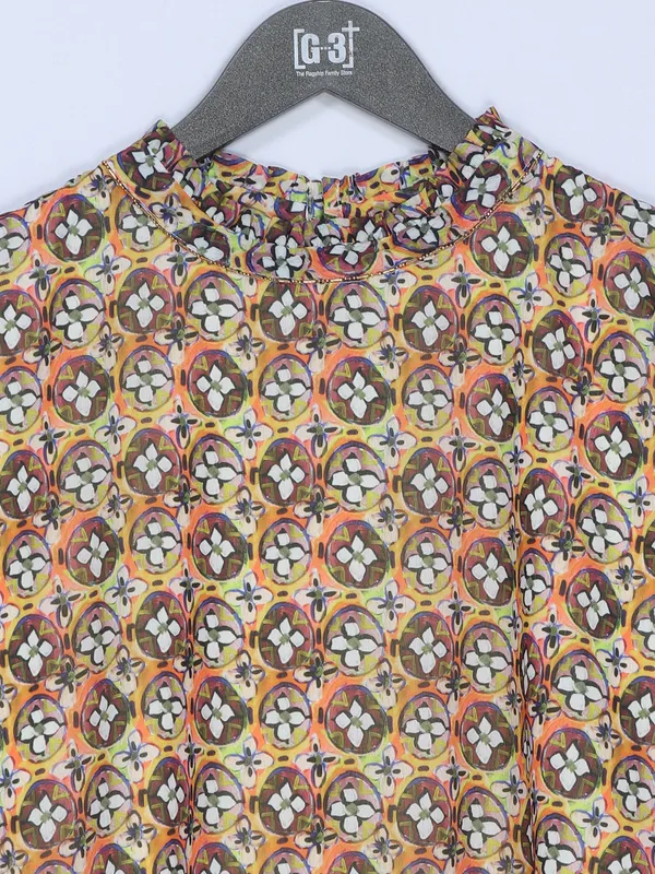 Yellow georgette printed top