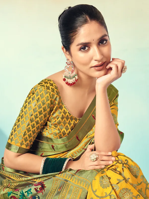 Yellow georgette saree for party wear