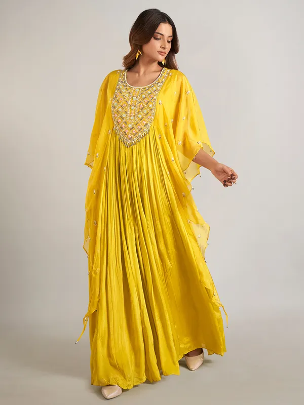 Yellow georgette wedding wear designer suit