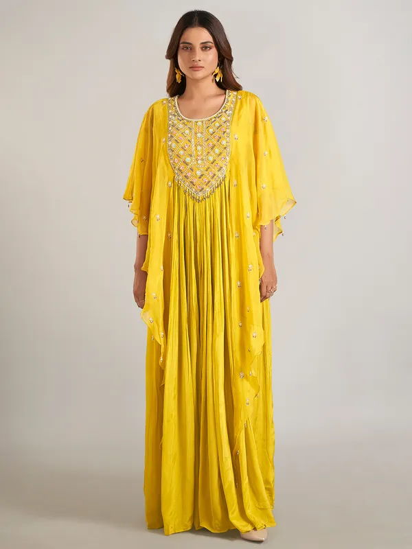 Yellow georgette wedding wear designer suit