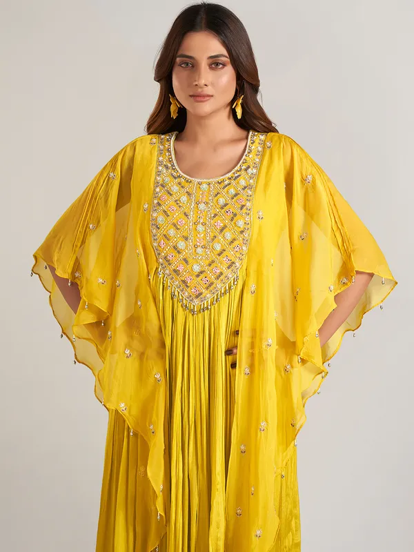 Yellow georgette wedding wear designer suit