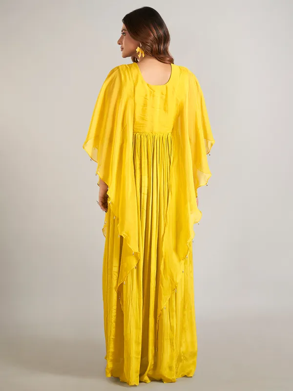 Yellow georgette wedding wear designer suit