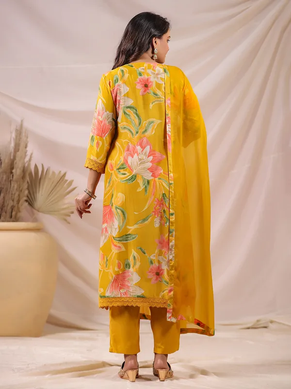 Yellow glow festive wear kurti with dupatta