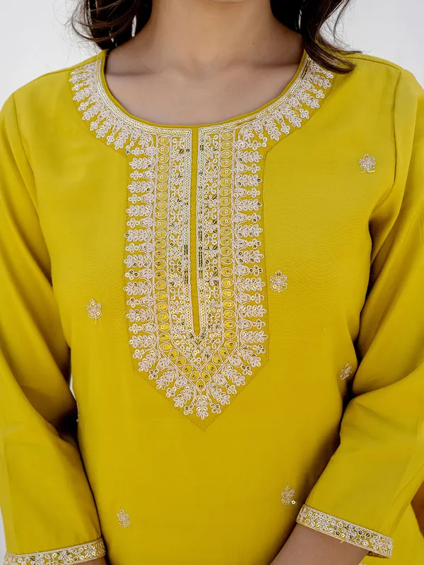 Yellow joy cotton kurti set with dupatta