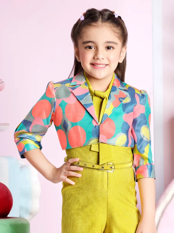 Yellow lycra jacket style jumpsuit