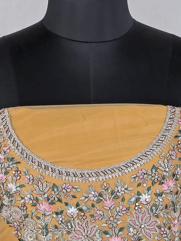 Yellow net lehenga choli for haldi wear