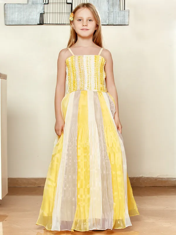 Yellow organza gown for party