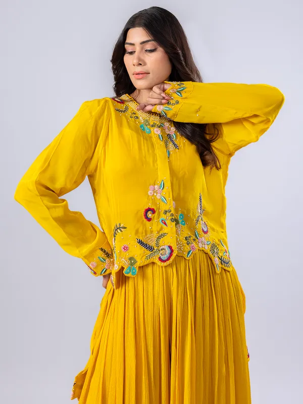 Yellow palazzo suit with jacket