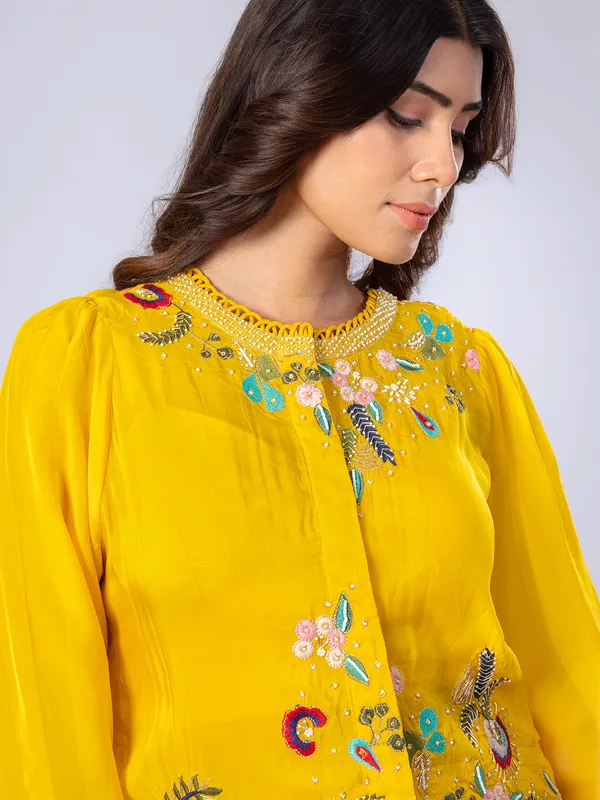 Yellow palazzo suit with jacket
