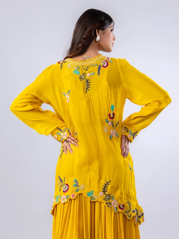 Yellow palazzo suit with jacket