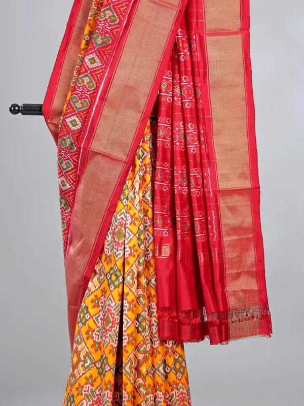 Yellow patola silk saree for haldi special