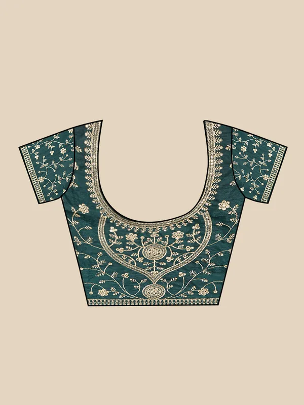 Yellow plain silk saree with green blouse