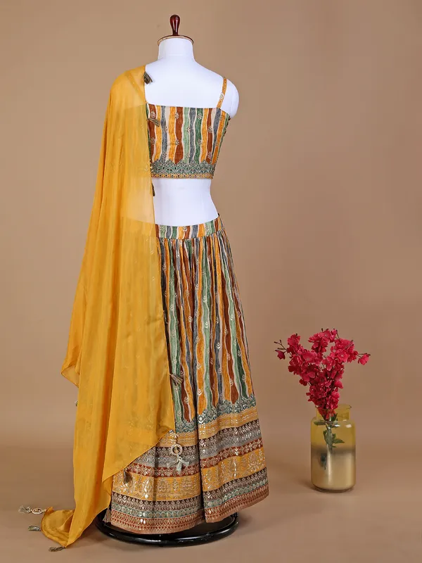 Yellow printed georgette lehenga choli