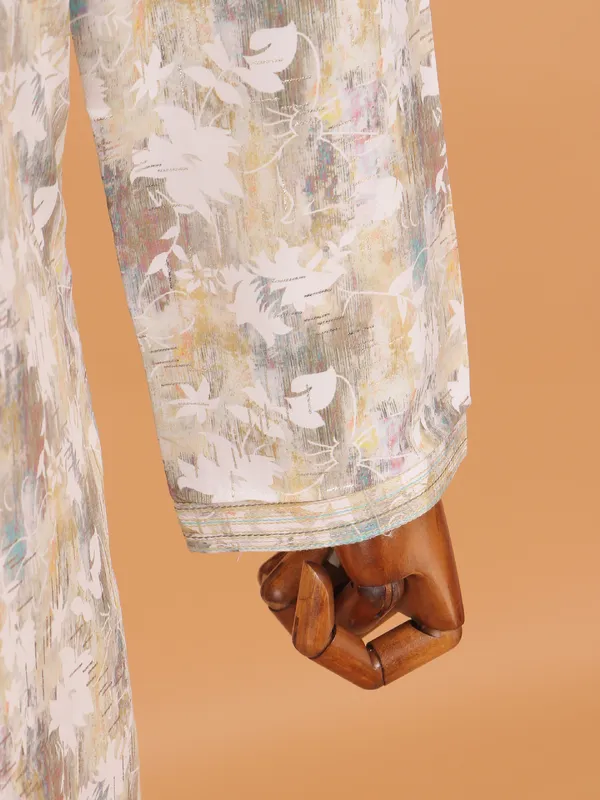 Yellow printed zari finished kurta set for men