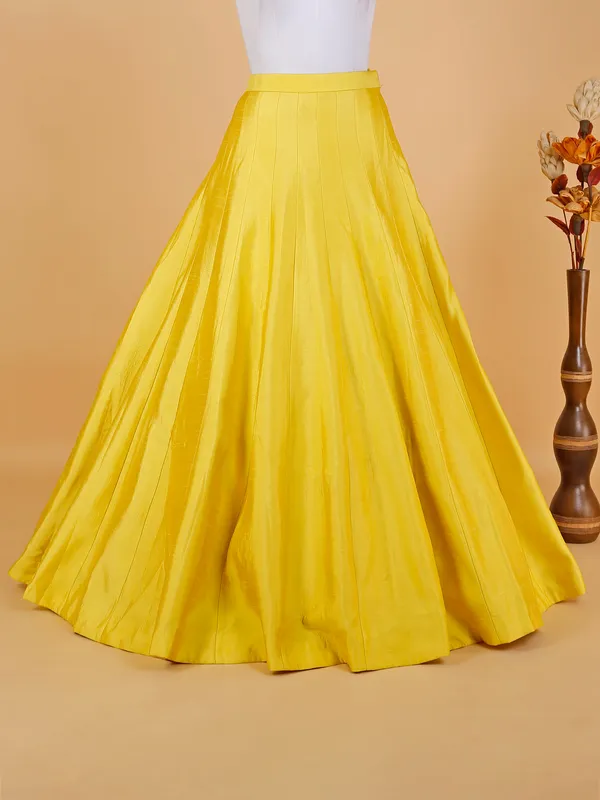 Yellow raw silk jacket style lehenga choli