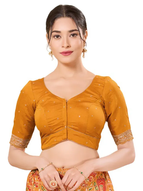 Yellow ready made blouse in silk