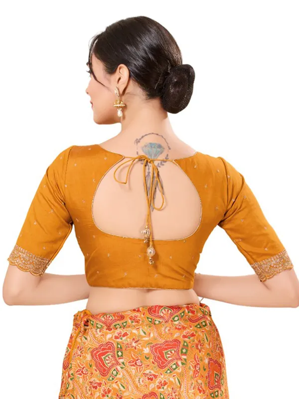 Yellow ready made blouse in silk