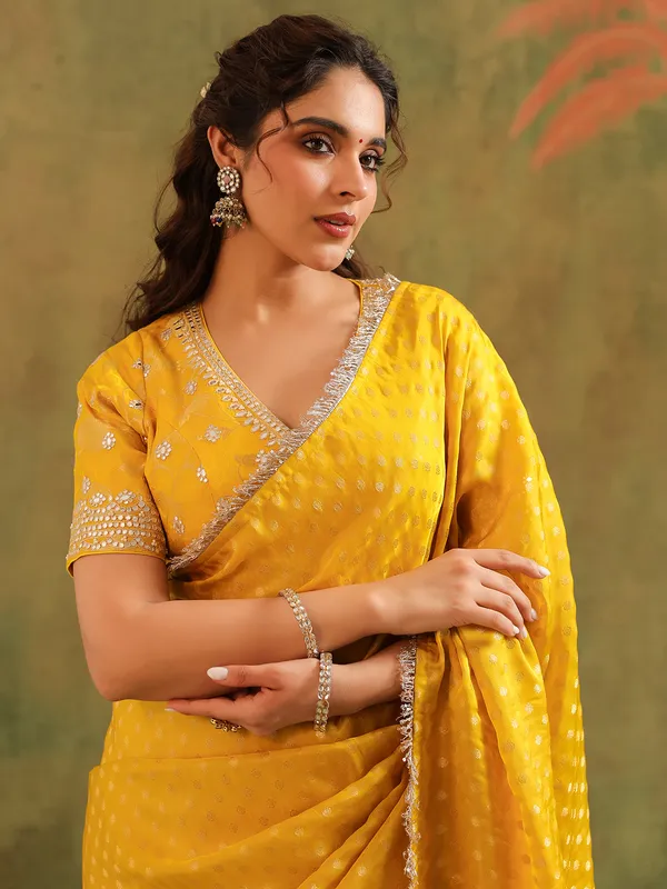 Yellow sailk saree for haldi and featival